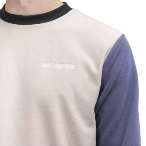 AIMÉ LEON DORE COLOR BLOCKED FLEECE LONGSLEEVE (CREAM) MENS SMALL NEW BALANCE - Picture 2 of 2